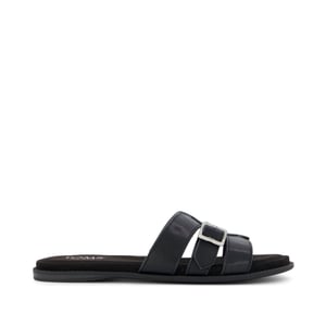 TOMS Sol Mule Leer Dames Zwarte Sandalen