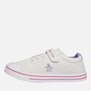Penguin Junior Rainbow Canvas Meisjes Witte/Lila Sneakers