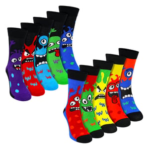 10-Pack Heren Katoenen Monster Sokken Leuke Patroon Casual Sokken