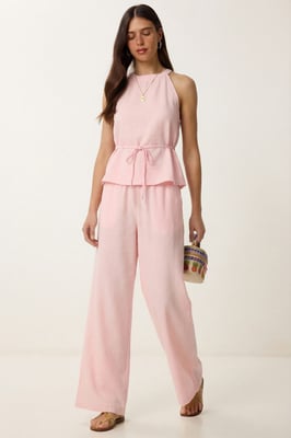 Hoge Taille Halter Nek Twee-Delige Coördinatie Set