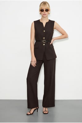 Hoge Taille V-Hals Geknoopte Twee-Stuk Co-ord Set