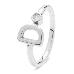 Luxenter 925 Sterling zilveren ring met gerhodineerde briljant zirkonia - Alfabet