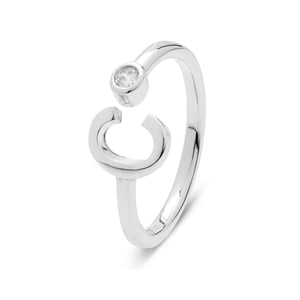 Luxenter 925 Sterling zilveren ring met gerhodineerde briljant zirkonia - Alfabet