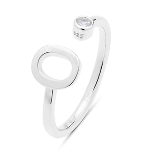 Luxenter 925 Sterling zilveren ring met gerhodineerde briljant zirkonia - Alfabet