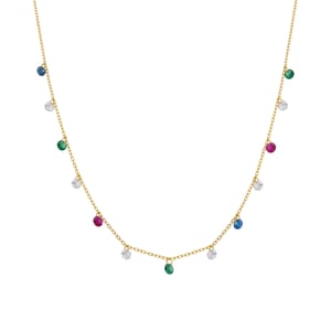 Luxenter Sterling Zilver 925 en Multicolour Zirkonia collier afgewerkt in 18k geelgoud - Sumju