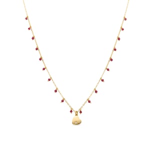 Luxenter Sterling Zilver 925 collier met Rood Kristal afgewerkt in 18K geel goud - Erilah
