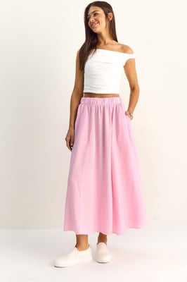 Hoge Taille A-Lijn Maxi Rok met Zakken