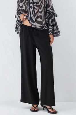 Wijde Pantalon met Elastische Taille en Zakjes