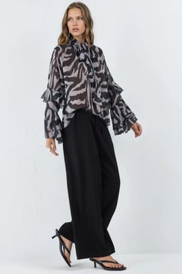 Wijde Pantalon met Elastische Taille en Zakjes