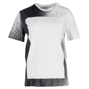 Balenciaga Splash-Effect Crewneck T-Shirt in Zwart en Wit Katoen