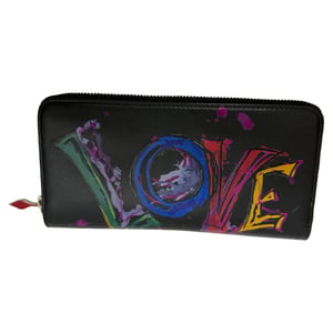 Christian Louboutin Panettone Loubitag portemonnee in zwart leer