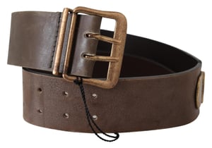 Ermanno Scervino Bruine Leren Brede Bronzen Gesp Tailleband