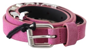 Just Cavalli Roze Zilveren Chroom Metalen Gespschouderband