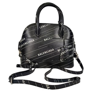 Balenciaga Kleine Logo Ville Geprinte Tas in Zwart Leer