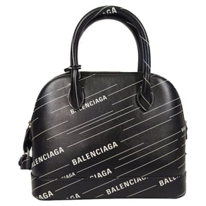 Balenciaga Kleine Logo Ville Geprinte Tas in Zwart Leer