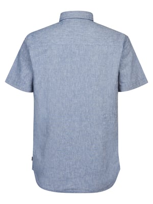 Petrol Industries - Solid Linnenmix Korte Mouwen Shirt Tracker Heren - Licht Indigo