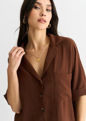 Bruin oversized shirt met luchtige pasvorm