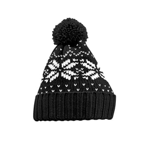 Beechfield Volwassen uniseks Snowstar Fair Isle muts (Zwart/Wit)