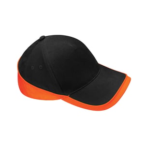 Beechfield Teamwear Wedstrijd Baseball Cap (Zwart/Oranje)