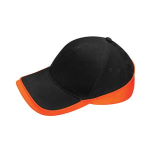 Beechfield Teamwear Wedstrijd Baseball Cap (Zwart/Oranje)