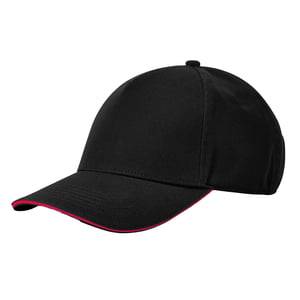 Beechfield EarthAware Classic 5 Panel Organic Cotton Sandwich Peak Baseball Cap (Zwart/Klassiek Rood)