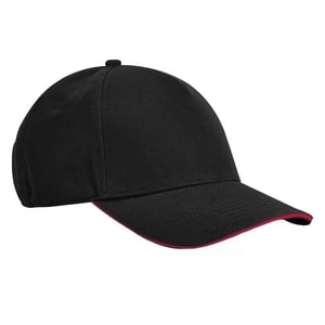 Beechfield EarthAware Klassieke Organic Cotton 5 Panel Baseball Cap (Zwart/Klassiek Rood)