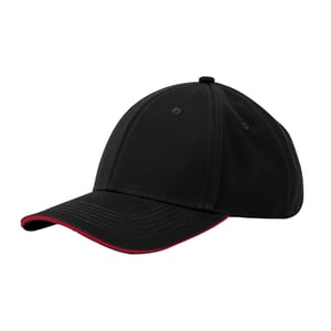 Beechfield EarthAware 6 Paneel Organic Cotton Sandwich Peak Cap (Zwart/Klassiek Rood)