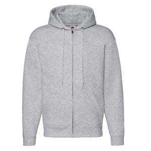 Fruit of the Loom Heren Premium Full Zip Hoodie (Heide Grijs)