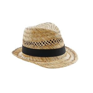 Beechfield Unisex rieten zomertrilby voor volwassenen (Natuurlijk)