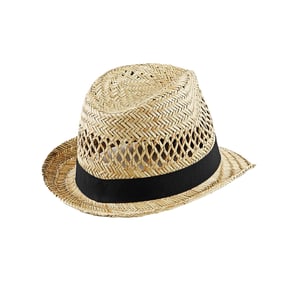 Beechfield Unisex rieten zomertrilby voor volwassenen (Natuurlijk)