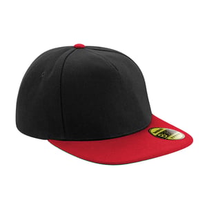 Beechfield Unisex Adult Original Flat Peak Snapback Cap (Zwart/Klassiek Rood)