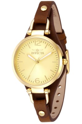 Invicta Wildflower 49589 Dameshorloge - Quartz Uurwerk - Roestvrij Staal met Gouden Wijzerplaat - 32 mm