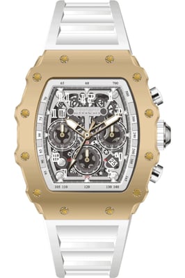 INVICTA Racing 69701 Herenhorloge - Quartz Uurwerk - Acryl met Zilveren Wijzerplaat - 43 mm
