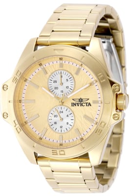 INVICTA Speedway 50355 Herenhorloge - Quartz Uurwerk - Roestvrij Staal met Gouden Wijzerplaat - 44 mm