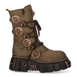 New Rock bruine leren gothic bikerlaarzen tot halverwege de kuit - M-373XL-C120