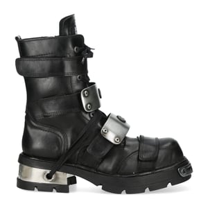 New Rock Metallic Zwarte Leren Gotische Punk Rock Hoge Laarzen - MET048-C9