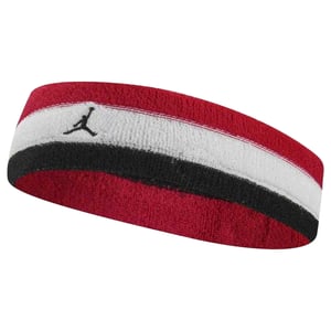 Nike Contrast gestreepte badstof hoofdband (Rood/Wit/Zwart)