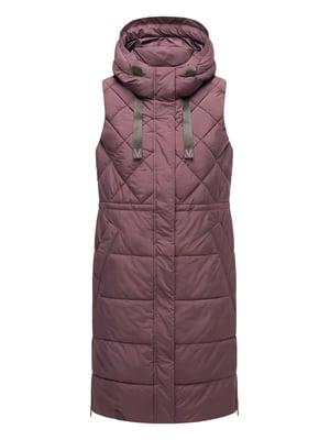 Marikoo lange gewatteerde damesbodywarmer met capuchon – Narikaa