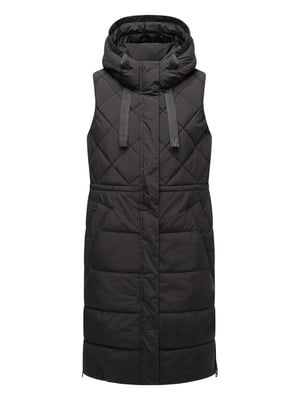 Marikoo lange gewatteerde damesbodywarmer met capuchon – Narikaa