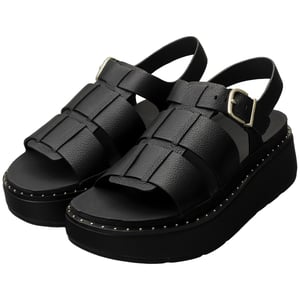 FitFlop GEN-FF Max Fisherman Tumbled Leather Dames Zwarte Sandalen