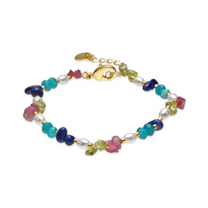 Luxenter Armband met 18-karaats geelgouden afwerking en veelkleurige natuursteen - Onisu