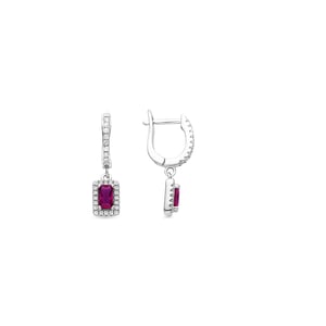 Luxenter Oorbellen van 925 sterling zilver en zirkonia robijn met rhodiumafwerking - Koiesa