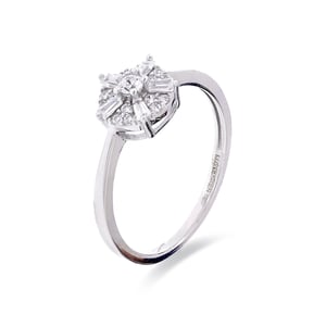 Luxenter Ring van 925 sterling zilver met glanzende zirkonia en rhodiumafwerking - Umya