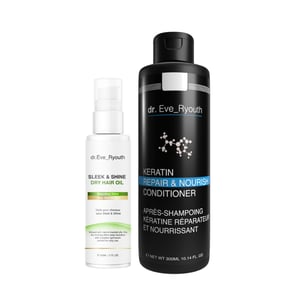 Keratin Repair & Nourish Conditioner 300 ml + SLEEK & SHINE DROGE HAAROLIE 60 ML