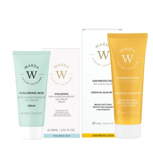 HUIDHYDRATATIE BOOST HYALURONZUUR GEL SERUM 30ml + ZONBESCHERMING SPF 30 DAGCRÈME 50ml