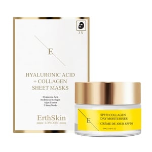 Zonnebrandcrème SPF 50 Collageen Dagcrème 50ml + Hyaluronzuur & Collageen Masker - 3 Vellen
