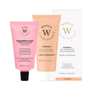 HUID GLOED BOOST VITAMINE C MOISTURISER 50ml + DRAGONFRUIT & BHA TROPISCHE DETOX KLEIMASKER 50ml