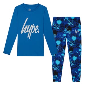 Blauwe Graffiti Jongens Pyjama Set Kinderen Zachte Slaapkleding Lounge PJs