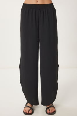 Wijde Leg Textured Pull-On Broek