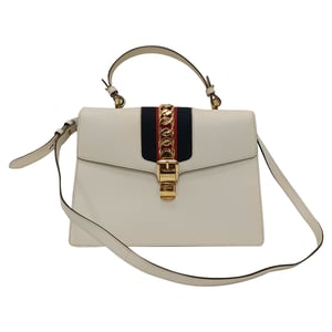 Gucci Medium Sylvie handtas met handvat in wit leer